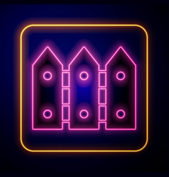 Glowing Neon Garden Fence Wooden Icon Isolated