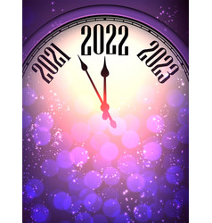 Half Hidden Purple New Year Clock Showing 2022