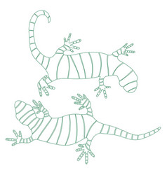 Set Of Lizards Reptile Gecko Outline Simple Line