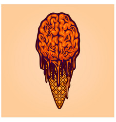 Spooky Chocolate Ice Cream Zombie Brain Logo