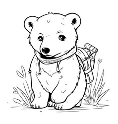 A Cute Polar Bear With Backpack Sitting