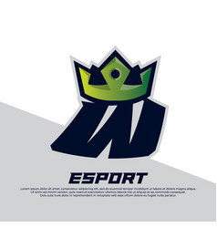 Crown Logo With Letter W Design Template Gamer