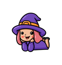 Cute Little Witch Girl Cartoon Lying Down