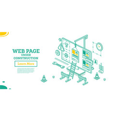 Web Page Under Construction Isometric Outline