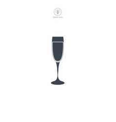 Champagne Flute Glass Icon Symbol Isolated