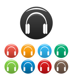 Great Headphones Icons Set Color