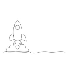 Rocket One Line Drawing Isolated On White