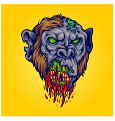 Spooky Zombie Monster Monkey Head Logo