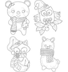 Cartoon Cute Christmas Teddy Bear Owl Fox Lama