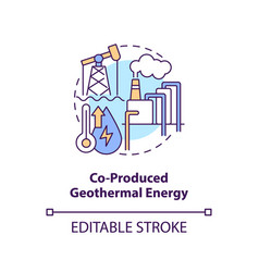 Co-produced Geothermal Energy Concept Icon