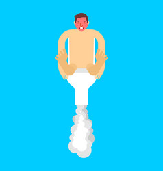 Big Farting Guy Flying On Toilet