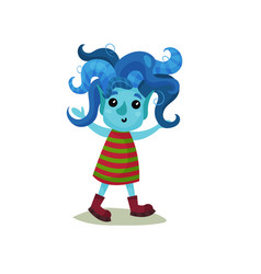 Cute Girl Troll With Blue Hair And Skin Funny