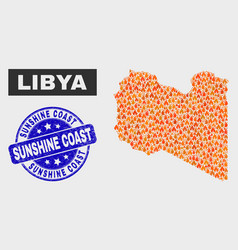 Burn Mosaic Libya Map And Grunge Sunshine Coast