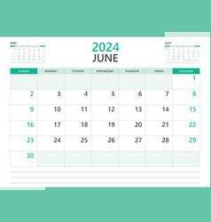 Calendar 2024 Template On Green Background May