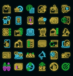 Consumer Rights Icons Set Neon