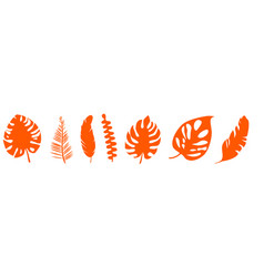 Set Of Of Tropical Orange Fern