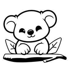 Cute Cartoon Panda Bear Sitting On A Branch