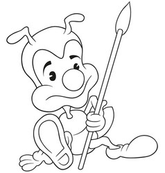 Drawing Of A Sitting Ant With Spear