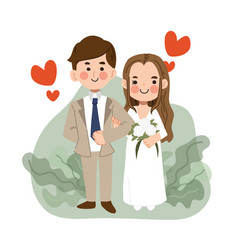 Cute Wedding Couple Cartoon Character