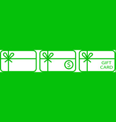 Gift Cards Green Line Icon Set Sign Trendy Style