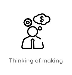 Outline Thinking Making Money Icon Isolated