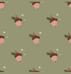 Simple Seamless Pattern With Acorn And Oak Leaves