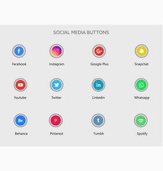 Colorful Social Media Buttons Set On Grey