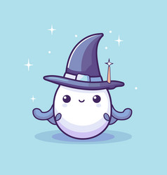 Cute Cartoon Snowman With Witch Hat And Magic