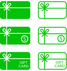 Gift Cards Green Line Or Flat Icon Set Sign