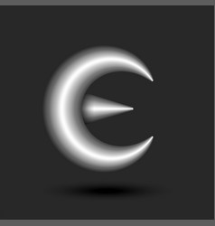 Letter E Logo 3d Crescent Shape Gray Gradient