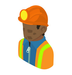 Miner Man African American Icon Isometric 3d