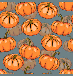 Seamless Pattern With Halloween Pumpkins On Color