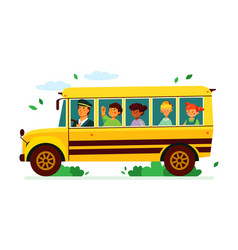 School Characters Male And Female Children Go To Vector Image