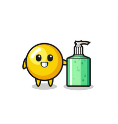 Cute Egg Yolk Cartoon With Hand Sanitizer