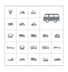 Car Icon Set With Mini Van Motorcycle Bus