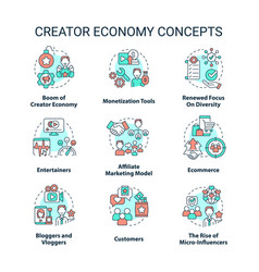 Creator Economy Concept Icons Set