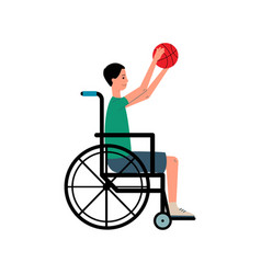 Disabled Man In Wheelchair Playing Sport Game Flat