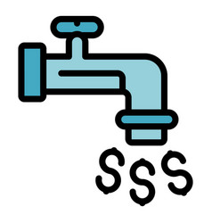 Money Water Tap Icon Flat