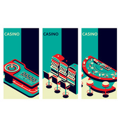 Set Of Casino Banners Roulette Table Slot