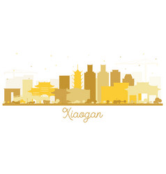 Xiaogan China City Skyline Silhouette With Golden