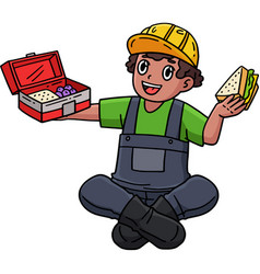 Construction Worker Eating Lunch Cartoon Clipart