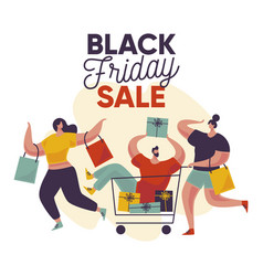 Flat Design Black Friday With People Design