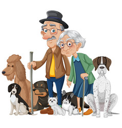 Grandparents Walking With Pet Dogs