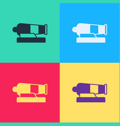 Pop Art Cannon Icon Isolated On Color Background