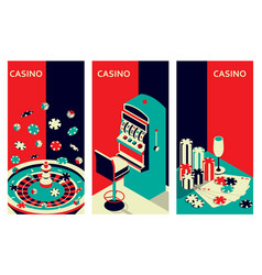 Set Of Casino Banners Roulette Table And Slot