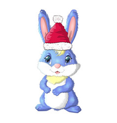 Cute Cartoon Bunny Wearing Santa Hat Winter 2023