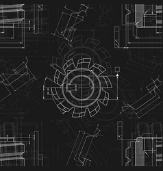 Mechanical Engineering Drawings On Black