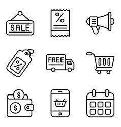 Cyber Monday Icons Set Of E-commerce And Shopping