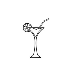 Doodle Cocktail Icon With Handdrawn Cartoon Style