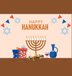 Happy Hanukkah Background Design With Candle